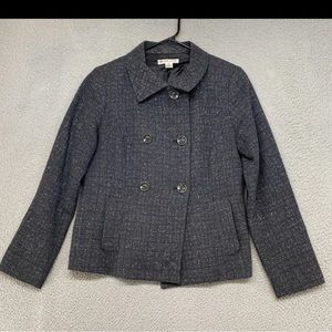Pendleton Jacket Womens Wool Silk Speckled Charcoal Coloful Peacoat Blazer